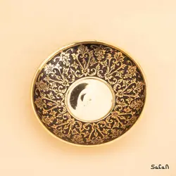 فنجان و نعلبکی برنجی طلایی (شش تایی)  طرح تاج