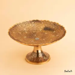 شیرینی خوری برنجی میناکاری پایه دار مدل برایت