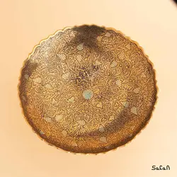 شیرینی خوری برنجی میناکاری پایه دار مدل برایت