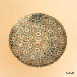 شیرینی خوری برنجی میناکاری پایه دار مدل مخمل