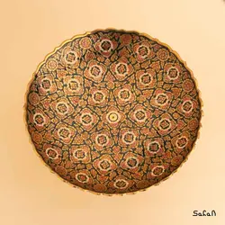 شیرینی خوری برنجی میناکاری پایه دار مدل مخمل