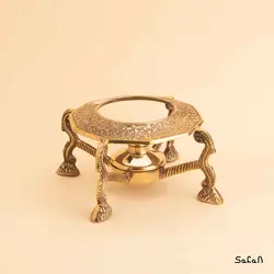 قوری وارمردار برنجی طلایی طرح طاووس مدل تیلور سایز 2