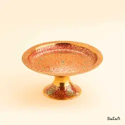 شیرینی خوری برنجی میناکاری پایه دار کوچک