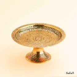 شیرینی خوری برنجی میناکاری پایه دار کوچک