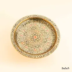 شیرینی خوری برنجی میناکاری پایه دار کوچک