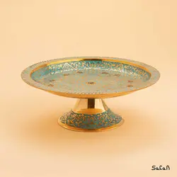 شیرینی خوری برنجی میناکاری پایه دار کوچک