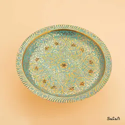 شیرینی خوری برنجی میناکاری پایه دار کوچک