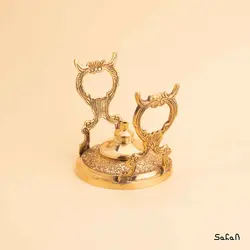 قوری وارمردار برنجی طلایی طرح طاووس مدل شکار سایز 2