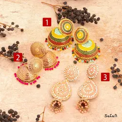 گوشواره هندی رنگی لوستری میخی