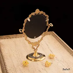 آینه برنجی هندی آنتیک پایه دار مدل دایره