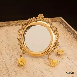 آینه برنجی هندی طلایی دایره