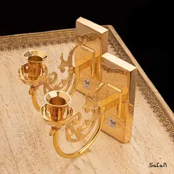 شمعدان جفت برنجی و طلایی دیواری