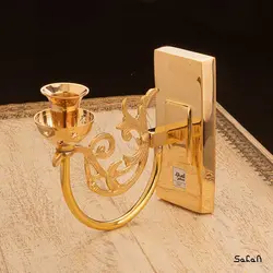 شمعدان جفت برنجی و طلایی دیواری