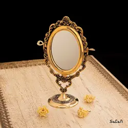 آینه برنجی هندی آنتیک پایه دار مدل بیضی