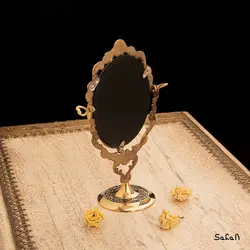 آینه برنجی هندی آنتیک پایه دار مدل بیضی