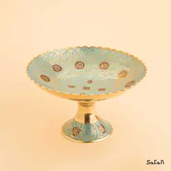 آجیل خوری پایه دار برنجی میناکاری مدل تمشک