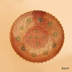 آجیل خوری پایه دار برنجی میناکاری مدل تمشک
