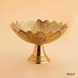 آجیل خوری برنجی طلایی پایه دار دورو مدل میخک