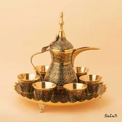 ست قهوه خوری برنجی طرح تاج