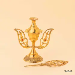 سرمه دان برنجی هندی طلایی مدل ثریا