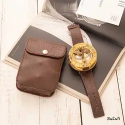 قطب نما مچی برنجی هندی چرمی همراه با کیف