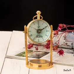 ساعت رومیزی برنجی هندی طلایی متحرک