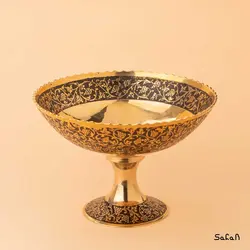 آجیل خوری برنجی طلایی میناکاری پایه دار طرح انگور