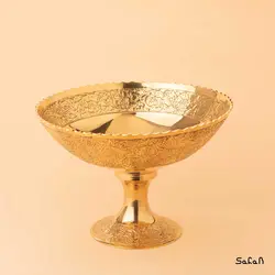 آجیل خوری برنجی طلایی میناکاری پایه دار طرح انگور