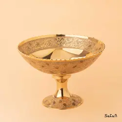 آجیل خوری برنجی طلایی میناکاری پایه دار طرح انگور