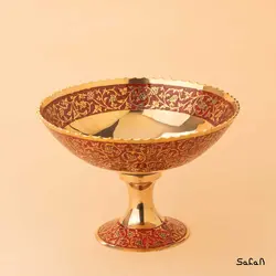 آجیل خوری برنجی طلایی میناکاری پایه دار طرح انگور
