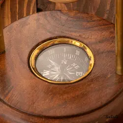 ساعت شنی برنجی هندی متحرک قطب نما دار