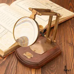 ذره بین رو میزی برنجی چوبی طلایی هندی