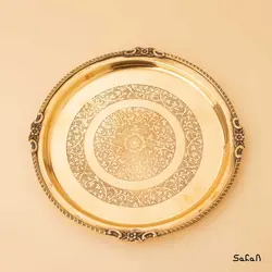 سینی برنجی هندی طلایی طرح گل سایز 1