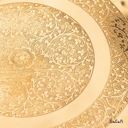 سینی برنجی هندی طلایی طرح گل سایز 2