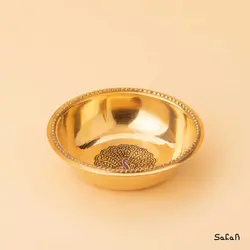 کاسه برنجی هندی طلایی طرح طاووس