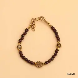 دستبند هندی برنجی سنگی رنگی