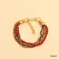 دستبند هندی برنجی منجوقی