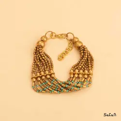 دستبند هندی برنجی منجوقی