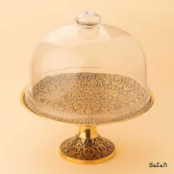 کیک خوری برنجی پایه دار طرح تاج