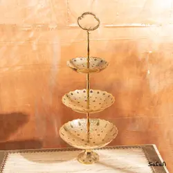 میوه خوری سه طبقه برنجی هندی میناکاری طرح تاج