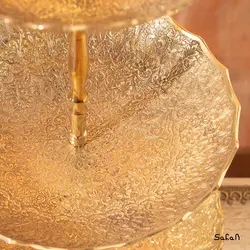 میوه خوری سه طبقه برنجی هندی میناکاری طرح تاج