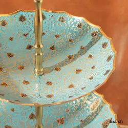 میوه خوری سه طبقه برنجی هندی میناکاری طرح تاج