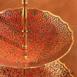 میوه خوری سه طبقه برنجی هندی میناکاری طرح تاج