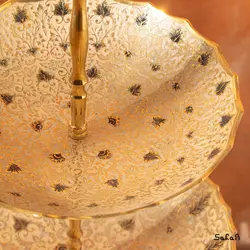 میوه خوری سه طبقه برنجی هندی میناکاری طرح تاج