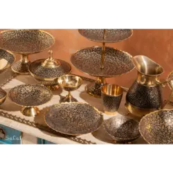 ست کامل 33 پارچه برنجی طرح انگور رنگ آنتیک کد 353