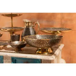 ست کامل 33 پارچه برنجی طرح انگور رنگ آنتیک کد 353