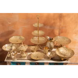 ست کامل 33 پارچه برنجی طرح انگور رنگ سفید کد 352