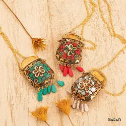 گردنبند برنجی نپالی جعبه ایی