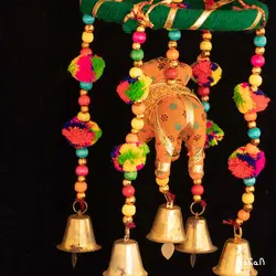 آویز برنجی و پارچه هندی فیل