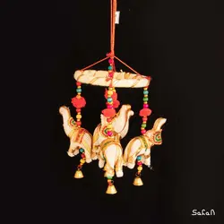 آویز برنجی و پارچه هندی فیل